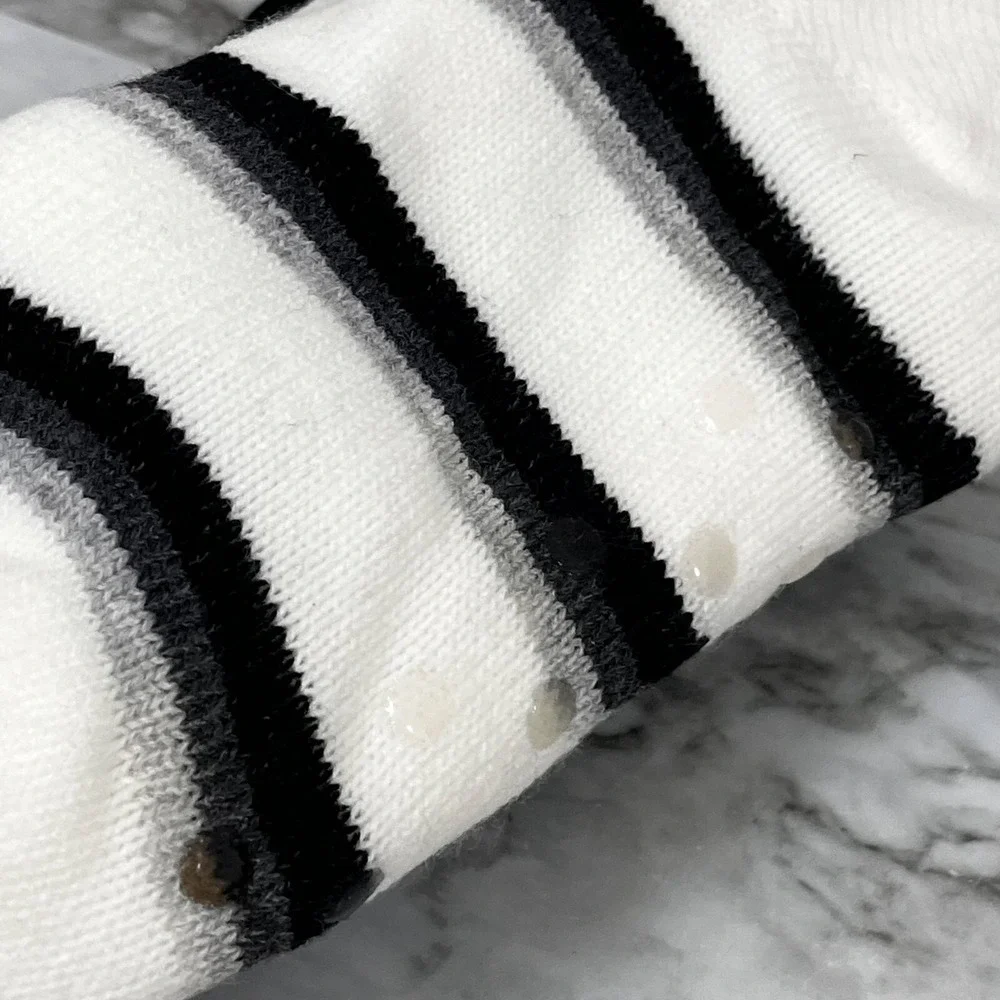 Aerosoles Socks Womens Black White Striped Floral Print Faux Fur 2 Pair One Size
